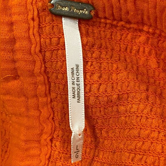 Free People Smock It To Me Embroidered Orange Elastic Tube Tank Top Large - Picture 8 of 9